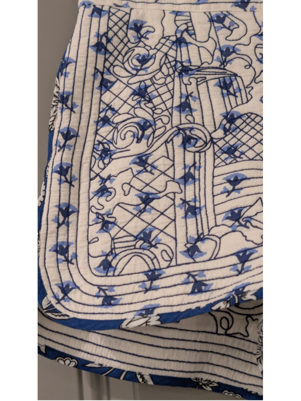 Women's Formula Joven Quilted Shorts Size 4 White Blue Floral - Picture 3 of 7